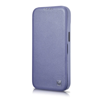 iCarer CE Premium Leather Folio Case skórzane etui iPhone 14 Plus z klapką magnetyczne MagSafe jasnofioletowy (WMI14220715-LP)