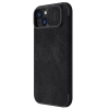 Skórzane etui z klapką osłoną aparatu do iPhone 15 Plus Nillkin Qin Pro Leather - czarne