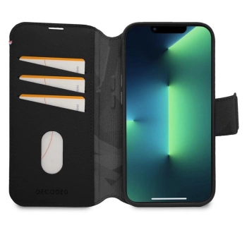 Etui Decoded Detachable Wallet Case skórzane z MagSafe z klapką do iPhone 14 Plus - czarne