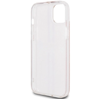 Etui Guess IML 4G Gold Stripe na iPhone 15 / 14 / 13 - różowe