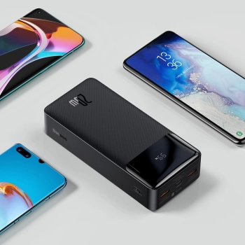Baseus Bipow powerbank z szybkim ładowaniem 30000mAh 20W czarny (Overseas Edition) + kabel USB-A - Micro USB 0.25m czarny (PPBD050401)