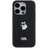 Etui Karl Lagerfeld Gripstand Saffiano Choupette Pins na iPhone 14 Pro - czarne