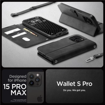 Etui Spigen Wallet S Pro na iPhone 15 Pro Max - czarne