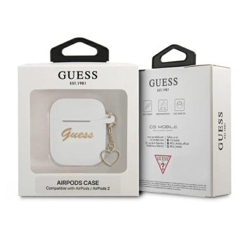 Etui Guess Silicone Charm Heart Collection na AirPods 1/2 - białe
