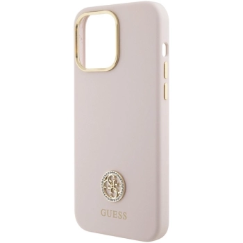 Etui Guess Silicone Logo Strass 4G do iPhone 15 Pro Max - różowe