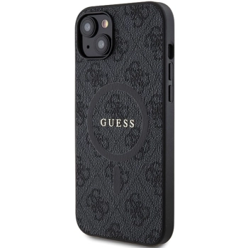 Etui Guess 4G Collection Leather Metal Logo MagSafe na iPhone 15 Plus / 14 Plus - czarne