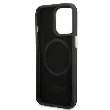 Etui Guess 4G Logo Plate MagSafe na iPhone 14 Pro Max - czarne
