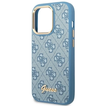 Etui Guess 4G Vintage Gold Logo na iPhone 14 Pro Max - niebieskie