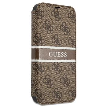 Etui Guess 4G Stripe na iPhone 13 mini - brązowe