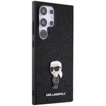 Etui Karl Lagerfeld Fixed Glitter Ikonik Logo Metal Pin na Samsung Galaxy S24 Ultra - czarne