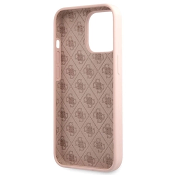 Etui Guess Silicone Script Gold Logo na iPhone 13 Pro Max - jasnoróżowe