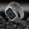 Protect Strap Band opaska z etui do Apple Watch 7 / 6 / 5 / 4 / 3 / 2 / SE (41 / 40 / 38mm) obudowa pancerny pokrowiec na zegarek szary / srebrny