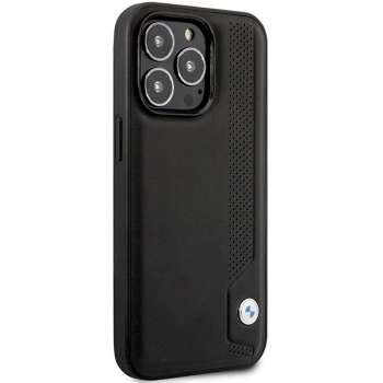 Etui BMW Leather Blue Dots na iPhone 14 Pro - czarne