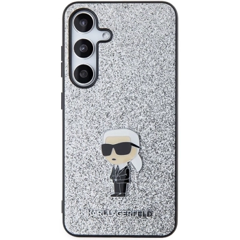 Etui Karl Lagerfeld Fixed Glitter Ikonik Logo Metal Pin na Samsung Galaxy S24+ - srebrne