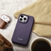 iCarer CE Premium Leather Folio Case skórzane etui iPhone 14 Pro z klapką magnetyczne MagSafe ciemnofioletowy (WMI14220714-DP)