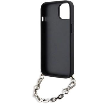 Etui Karl Lagerfeld Saffiano Monogram Chain na iPhone 14 - srebrne