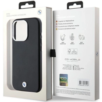 Etui BMW Signature Wrapped Metal MagSafe na iPhone 15 Pro - czarne