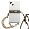 Etui Guess 4G Brown Strap Gold Chain na iPhone 13 - przezroczyste