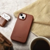 iCarer CE Oil Wax Premium Leather Folio Case skórzane etui iPhone 14 z klapką magnetyczne MagSafe brązowy (AKI14220705-BN)