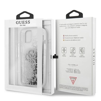 Etui Guess 4G Big Liquid Glitter na iPhone 13 mini - srebrne