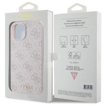 Etui Guess 4G Metal Gold Logo na iPhone 15 Plus - różowe
