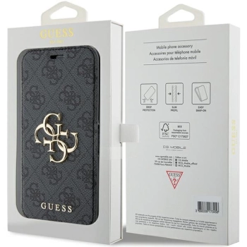 Etui Guess 4G Metal Logo na iPhone 15 Pro - szare