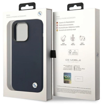 Etui BMW Silicone Metal Logo na iPhone 14 Pro Max - granatowe