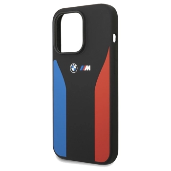 Etui BMW Silicone Blue&Red Stripes M Collection na iPhone 15 Pro Max - czarne