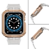 Protect Strap Band opaska z etui do Apple Watch 7 / 6 / 5 / 4 / 3 / 2 / SE (45 / 44 / 42mm) obudowa pancerny pokrowiec na zegarek przezroczysty / różo