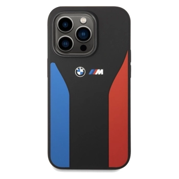 Etui BMW Silicone Blue&Red Stripes M Collection na iPhone 15 Pro Max - czarne
