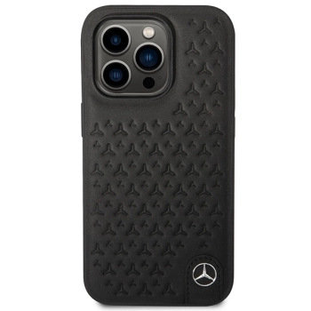 Etui Mercedes Leather Stars Pattern na iPhone 14 Pro - czarne