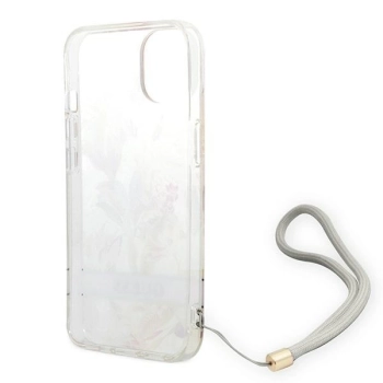 Etui Guess Flower Strap na iPhone 14 - fioletowe