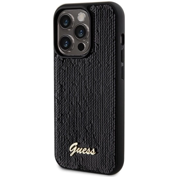 Etui Guess Sequin Script Metal na iPhone 13 Pro Max - czarne