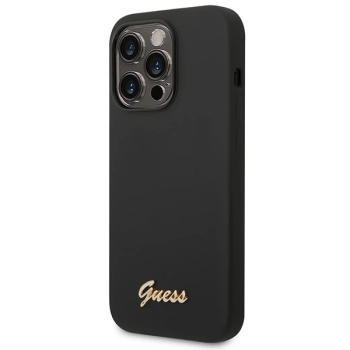 Etui Guess Silicone Vintage Gold Logo na iPhone 14 Pro Max - czarne
