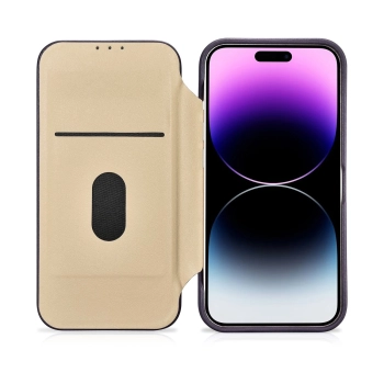 iCarer CE Premium Leather Folio Case skórzane etui iPhone 14 Pro z klapką magnetyczne MagSafe ciemnofioletowy (WMI14220714-DP)