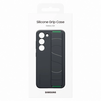 Samsung Silicone Grip Cover etui Samsung Galaxy S23 silikonowy pokrowiec z paskiem na rękę czarne (EF-GS911TBEGWW)