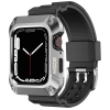 Kingxbar CYF134 2w1 pancerne etui Apple Watch SE, 6, 5, 4 (44 mm) ze stali nierdzewnej z paskiem srebrne