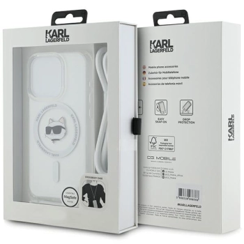 Etui Karl Lagerfeld IML Choupette Head & Cord MagSafe na iPhone 15 Pro - przezroczyste