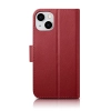 iCarer Wallet Case 2in1 etui iPhone 14 Plus skórzany pokrowiec z klapką Anti-RFID czerwony (WMI14220727-RD)