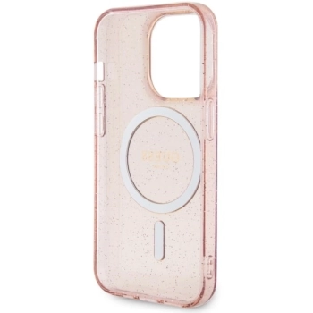 Etui Guess Glitter Gold MagSafe na iPhone 14 Pro Max - różowe