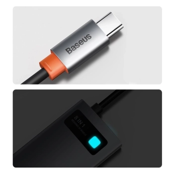 Baseus Metal Gleam 8w1 wielofunkcyjny HUB USB Typ C - USB Typ C Power Delivery 100 W / HDMI 4K 30 Hz / czytnik kart SD i microSD / 3x USB 3.2 Gen 1 /