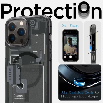 Etui Spigen Ultra Hybrid Mag z MagSafe na iPhone 13 Pro Max - ciemnoszare (wzór Zero One)