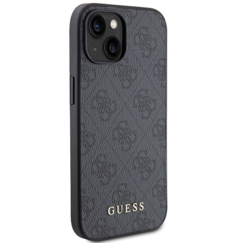 Etui Guess 4G Metal Gold Logo na iPhone 15 Plus - szare