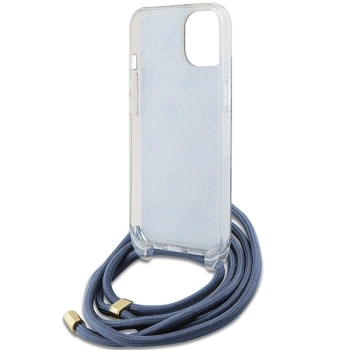 Etui Guess Crossbody Cord 4G Print na iPhone 15 / 14 / 13 - niebieskie