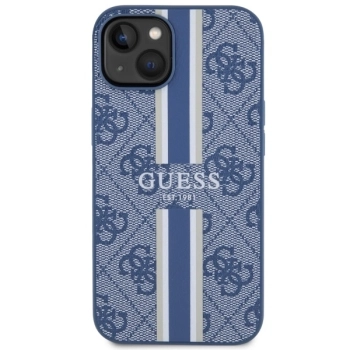 Etui Guess 4G Printed Stripes MagSafe na iPhone 14 - niebieskie