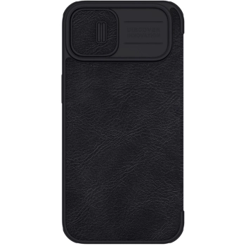 Nillkin Qin Leather Pro Case etui iPhone 14 osłona na aparat kabura pokrowiec obudowa z klapką czarny