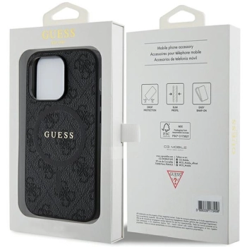 Etui Guess 4G Collection Leather Metal Logo MagSafe na iPhone 13 Pro Max - czarne