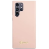 Etui Guess Silicone Script Metal Logo na Samsung Galaxy S23 Ultra - różowe