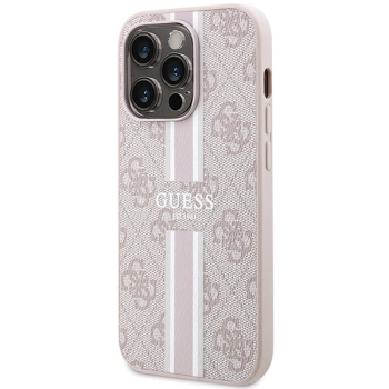 Etui Guess 4G Printed Stripes MagSafe na iPhone 15 Pro Max - różowe
