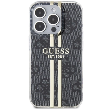 Etui Guess IML 4G Gold Stripe na iPhone 15 Pro - czarne